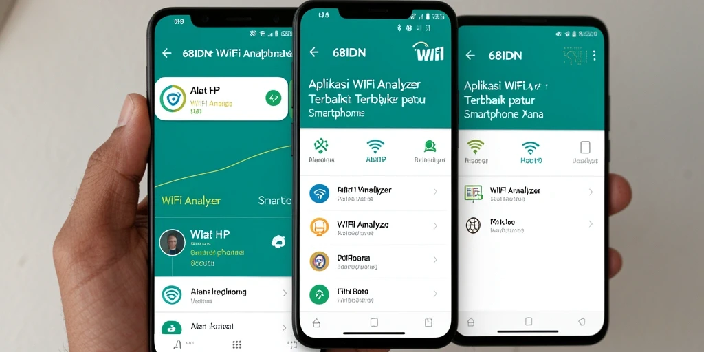 Tampilan antarmuka aplikasi WiFi Analyzer 68IDN yang informatif.