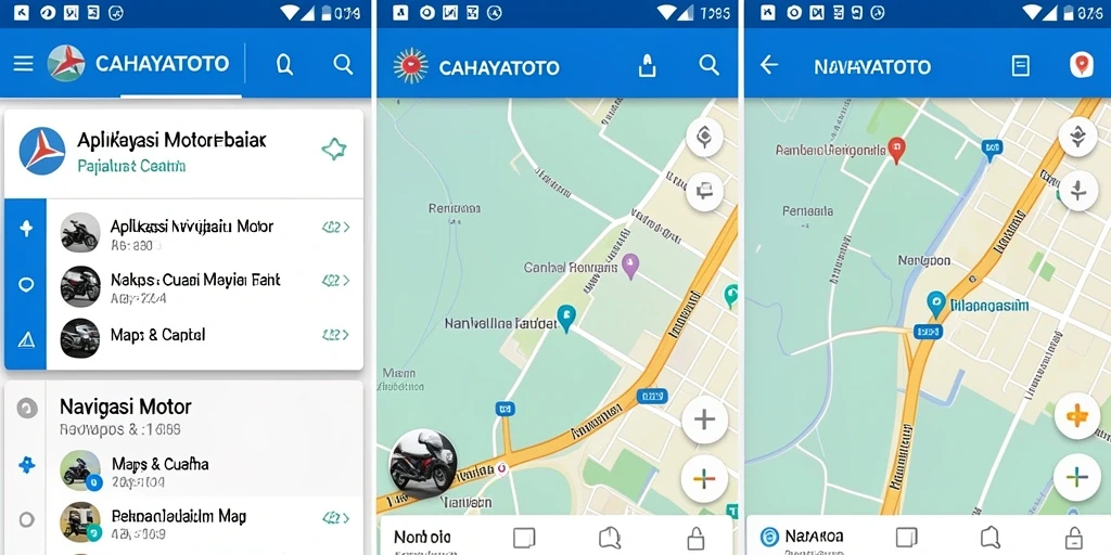 Tampilan antarmuka CAHAYATOTO untuk navigasi motor yang mudah dipahami.