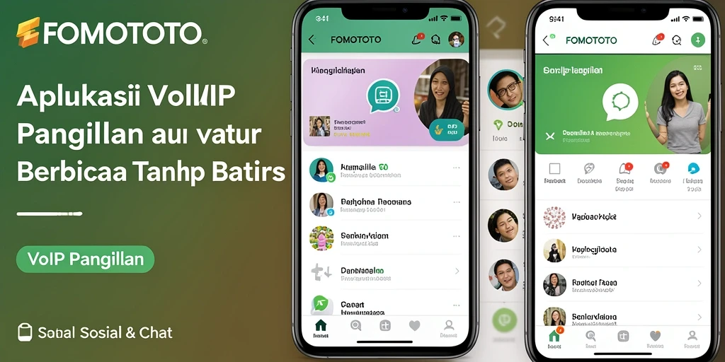Antarmuka FOMOTOTO yang intuitif saat melakukan panggilan VoIP.