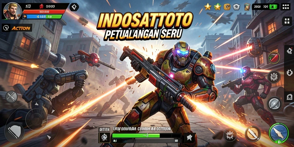 Screenshot utama INDOSATTOTO menampilkan aksi karakter dalam pertempuran seru.