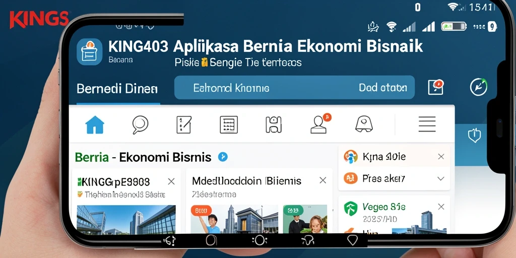 Tampilan antarmuka aplikasi KING403 dengan berita ekonomi terkini.
