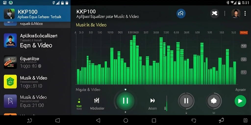 Tampilan intuitif aplikasi KPK100 untuk pengaturan Equalizer.