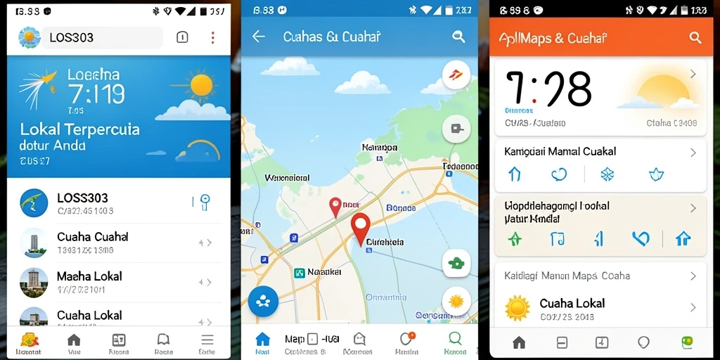 Antarmuka aplikasi LOS303 menampilkan informasi cuaca lokal yang jelas.