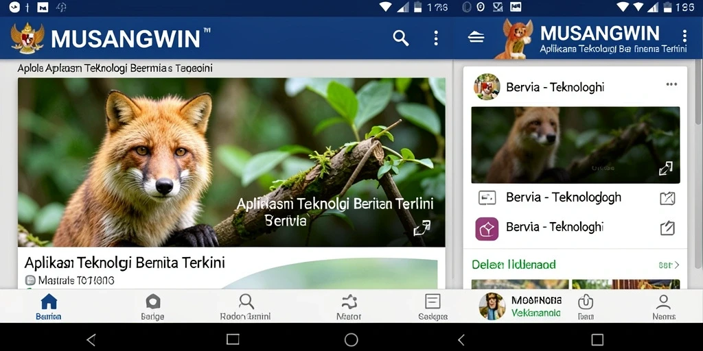 Antarmuka MUSANGWIN menampilkan berita teknologi terupdate dengan desain modern.