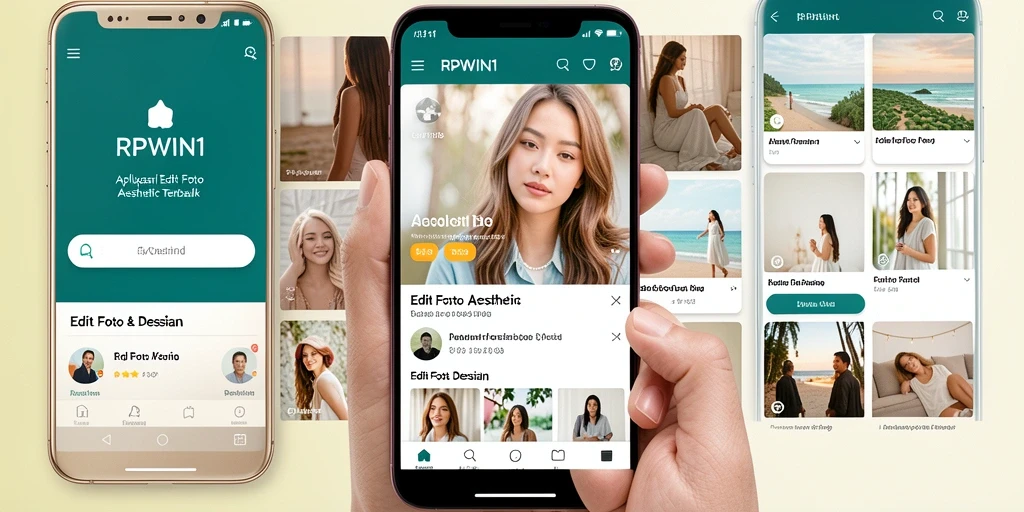 Tampilan antarmuka RPWIN1 dengan berbagai fitur Edit Foto Aesthetic.