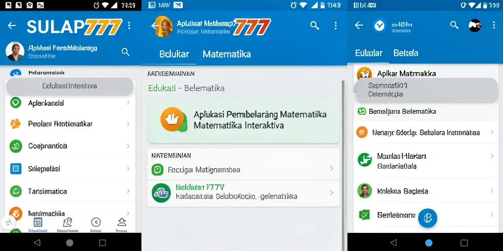 Antarmuka aplikasi SULAP777 untuk Belajar Matematika yang menarik.