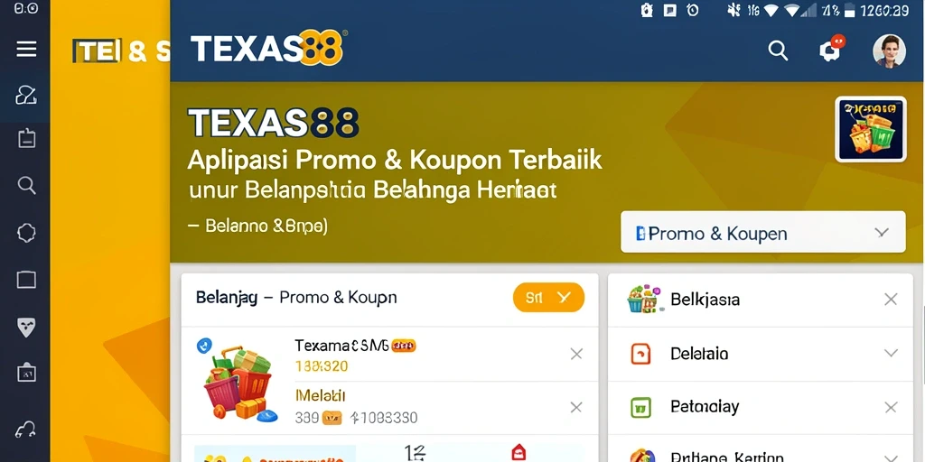 Tampilan antarmuka TEXAS88 dengan berbagai pilihan kupon dan promo.