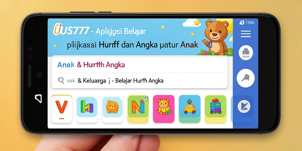 Tampilan antarmuka UUS777 yang ramah anak dan menarik.
