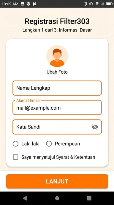 Panduan Registrasi Akun Baru filter303 untuk Android